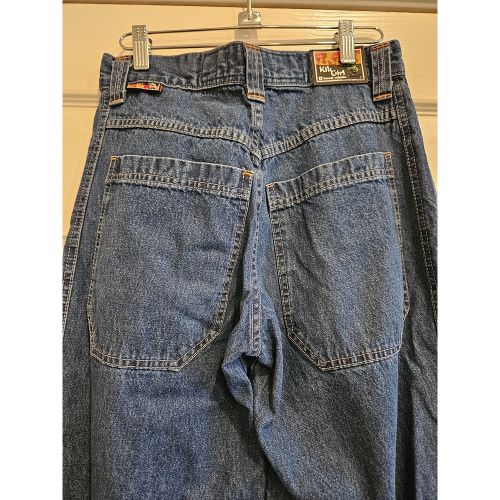 Vtg Junior's Kik Girl Skater Y2K Super Wide Leg Jeans Bonsai Mission (D3) - Picture 6 of 15